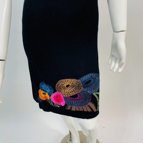 Desigual Black Knit Floral Embroidered Dress - Picture 3 of 8
